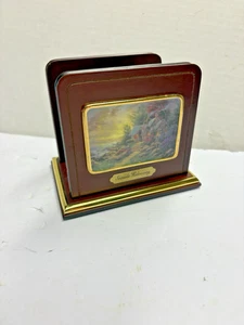 Vintage Holz Serviettenhalter Thomas Kinkade Meer Versteck Motiv gebraucht - Bild 1 von 6