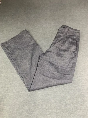 Banana Republic Womens 4 Long Gray Trouser Linen Cotton Modern Wide Leg - Image 1 of 4