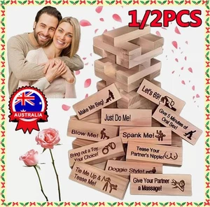 Adult Couples Jenga Wood Tumbling Tower Game Stacking Block Tower Game Date Toy - Picture 1 of 15