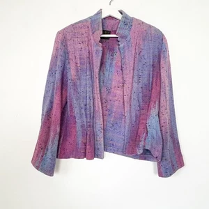 Candiss Cole Blazer Strickjacke Jacke M Medium Tailored Seide Rosa Blau Lila RAR - Bild 1 von 6