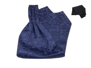 ASCOT UOMO TINTA UNITA BLU SETA FOULARD DA COLLO CASHE COL BLUE VARI TONALITA - Picture 1 of 15