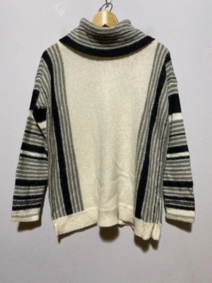 Suéter Ralph Lauren Mezcla Lana Para Mujer Grande Capucha Cuello Blanco Rayas Foto 1 de 4