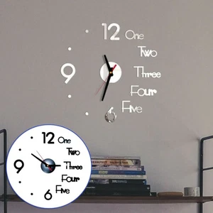 Modern Large Wall Clock 3D Mirror Sticker Unique Big Number Watch DIY Decor - Picture 1 of 24