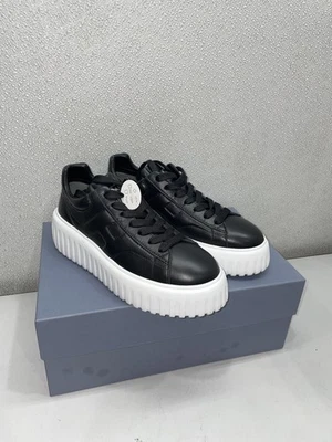 Hogan H-Stripes Allacciato Leather Sneaker Women's US 7.5, Black - Image 1 of 4