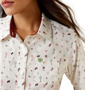 ARIAT KIRBY SANTA FE CAMICIA DONNA ELASTICIZZATA MANICA LUNGA XXL 10044947 - Foto 1 di 15