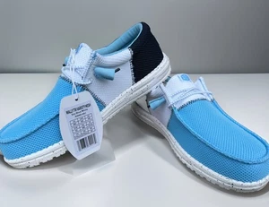 Hey Dude Wally Men’s Tri Varsity Mesh Slip-on Shoes Color Sky Blue/White Size M9 - Picture 1 of 5