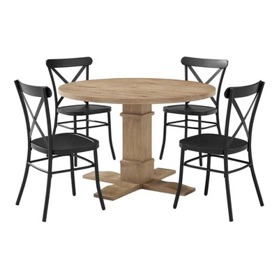 Crosley Furniture Joanna 5-piece Round Wood Dining Set in Matte Black/Brown - Image 1 of 3