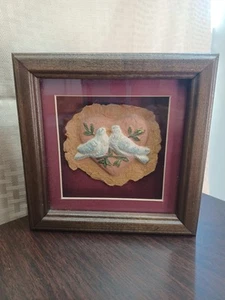 6×6 3d Shadow Box Framed Handmade Paper Art Of Two Doves-N - Picture 1 of 5
