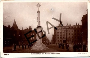 MANCHESTER LANCASHIRE ST PETER NEW CROSS 1910 SHOP FRONT REAL PHOTO VTG POSTCARD - Picture 1 of 2
