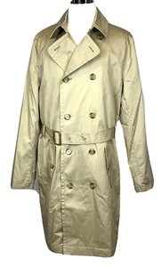 Lands' End Men's Brown Tan Khaki Overcoat Trench Coat with Wool Liner NEW Sz L/T - Picture 1 of 13