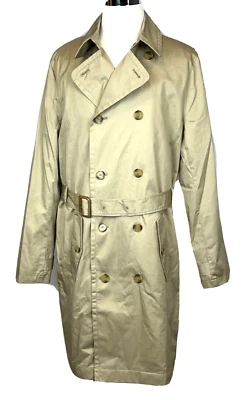 Lands' End Men's Brown Tan Khaki Overcoat Trench Coat with Wool Liner NEW Sz L/T - Image 1 of 4