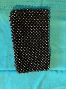 Vintage Beaded Clutch Purse EUC Bag Wood Black Flapper - Picture 1 of 6