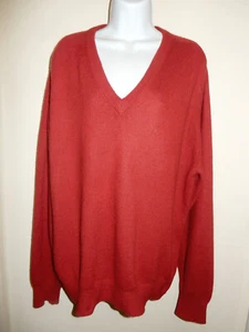 MEN'S I.MAGNIN 55% CASHMERE BLEND RED V-NECK LONG SLEEVES SWEATER XL - Picture 1 of 11
