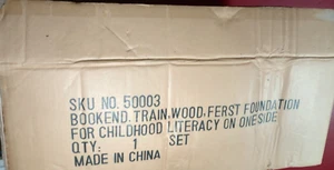 Dolly Parton Imagination Library Folding Caboose Train Tracks Wood Bookends Rare - Picture 1 of 11
