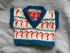 HAND KNITTED QUESTION MARK VEST DR WHO STYLE JUMPER FITS BUILD A BEAR