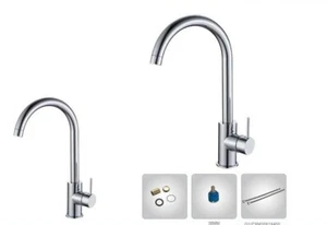 Mezclador De Cocina Grifo Curvo Alto De Latón Cromado - Imagen 1 de 3
