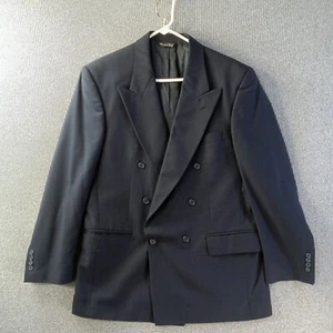 Roberto Villini Blazer Jacket Mens 40 R Blue Pinstriped Dbl Breasted One Button - Picture 1 of 14