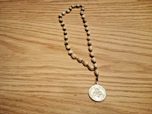 OFF WHITE COLLANA ROSARIO CON PERLINE BIANCO SPORCO EX.