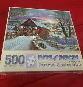 Bits & Pieces 500Pc H.Hargrove Art Jigsaw Puzzle "Home Again" Winter Sleigh New - Picture 1 of 6