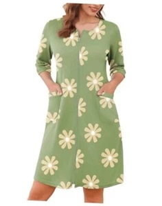 Zip Up Robes for Women Short Waffle Bathrobe Lightweight XX-Large Green Floral - Picture 1 of 7
