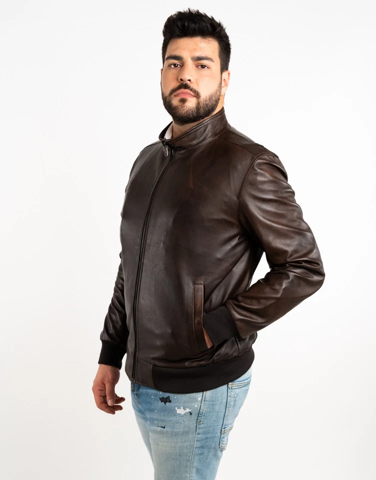 BOMBER GIUBBINO GIUBBOTTO IN DI PELLE UOMO ART U0086 TAGLIE DA 60 A 68 Foto 1 de 4