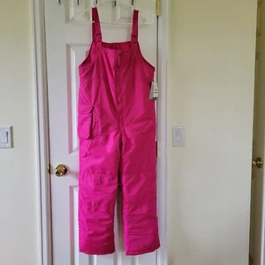 London Fog Ski Pants Girls Large 14/16 Bib Snow Pants Pink Pocket NWT - Picture 1 of 13
