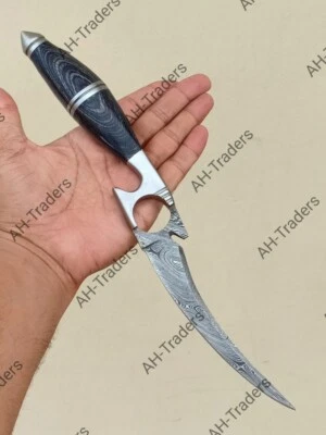 Cuchillo Karambit 13" Hecho a Mano Personalizado Acero Damasco Caza Supervivencia Con Funda Foto 1 de 3