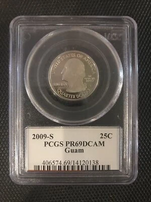 2009-S Guam Quarter PCGS PR69DCAM FLAG LABEL p1 NEAR Perfect - Image 1 of 2