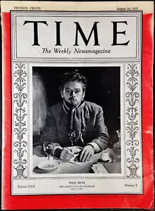 Time Magazine, Paul Muni, August 16, 1937, Volume XXX, Number 7 - Picture 1 of 7