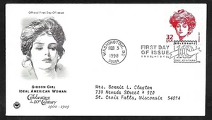 #3182m Celebrate the Century 1900s -Gibson Girl- PCS FDC - Picture 1 of 2