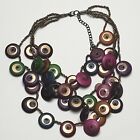 Women's Necklace Large Green Stone And Gold Tone Necklace Purple Adult Fashion