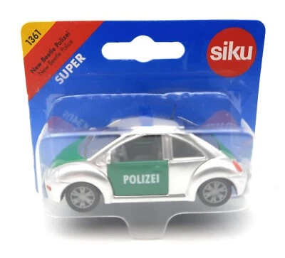 SIKU 1361 New Beetle Polizei police. silver. 1:55. metal. blister card. Germany - Image 1 of 2