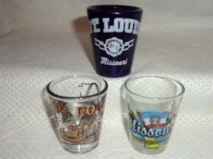 MISSOURI--3 SHOT GLASSES--2 ST. LOUIS--1 SHOW ME STATE--L@@K - Picture 1 of 1