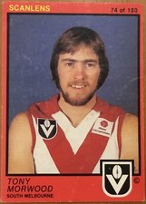 1982 VFL AFL SCANLENS SOUTH MELBOURNE TONY MORWOOD #74 CARD
