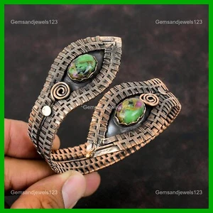 Copper Copper Ruby Zoisite Stone Artisan Wire Wrapped Engagement Bangle Bracelet - Picture 1 of 6