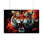 Fierce Tiger Colorful Graffiti Style Animal Wildlife Wall Art Poster