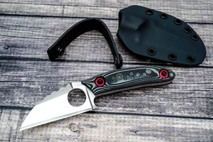 New York Knifemaker Wharnecliffe, Satin D2, Blk & Gry G10, Blk Kydex - Picture 1 of 4