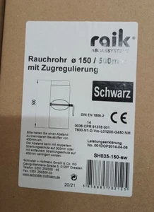 Rauchrohr schwarz 150 / 500 mit Zugregulierung - Bild 1 von 1