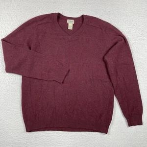 LL Bean Sweater Mens XL Tall Red Lambswool V Neck Preppy Workwear Travel Office - Picture 1 of 11
