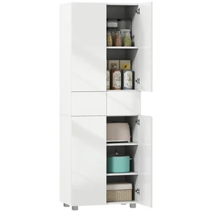 HOMCOM Kitchen Cupboard Storage Cabinet Push Open Doors and Drawers, White - Picture 1 of 11