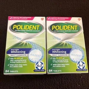 Polident Antibacterial Denture Cleanser Overnight Daily 2 packs/84 ct Exp 12/26 - Picture 1 of 1