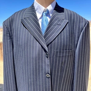 Steve Harvey Pinstripe Suit Set Mens 48 Blazer Jacket 40X34 Pants cashmere blend - Picture 1 of 24