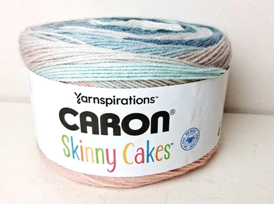 CARON Skinny Cakes Blue Green Peach Self Striping Yarn 7.1oz  Acrylic 1 Skein - Image 1 of 3