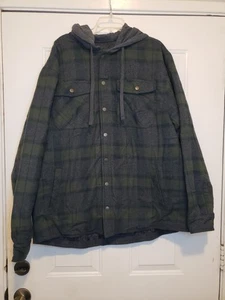 CQR Uomo 2X Trapuntato Flanella Camicia Felpa con Cappuccio Giacca Verde Oliva Grigio Nero Plaid - Foto 1 di 2