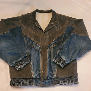 Giacca jeans vintage Guess bicolore anni 80 denim Marciano L/XL unisex retrò - Foto 1 di 12
