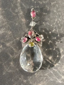 Colgante original Amy Sandheim - Turmalinas y cristal de montaña, Arts & Crafts alrededor de 1920 - Imagen 1 de 15