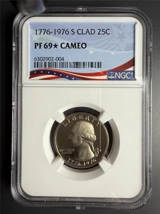 1976 S CLAD WASHINGTON QUARTER 25C PF69 STAR CAMEO EYE APPEAL NGC SKU 3891 - Picture 1 of 2