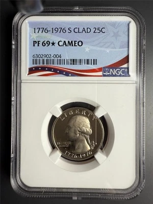 1976 S CLAD WASHINGTON QUARTER 25C PF69 STAR CAMEO EYE APPEAL NGC SKU 3891 - Image 1 of 2