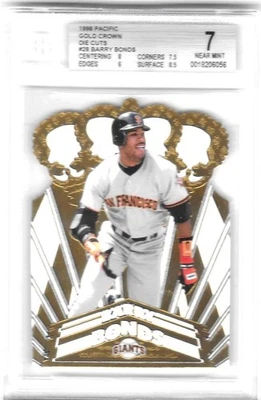 Barry Bonds 1998 Pacific Gold Crown troquelado (HR KING) BGS casi como nuevo 7! 🔥🔥 Foto 1 de 2
