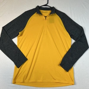 Under Armour 1/4 Zip Long Sleeve Mens Medium Black Yellow Loose FIt - Picture 1 of 8